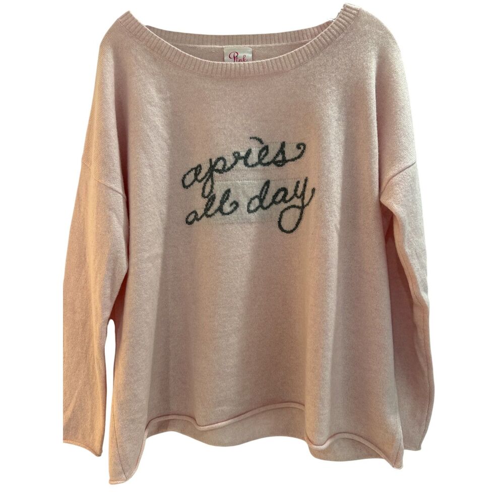 Pink Pineapple 100% Cashmere "Après All Day" Roll Neck Sweater Pink L Pristine